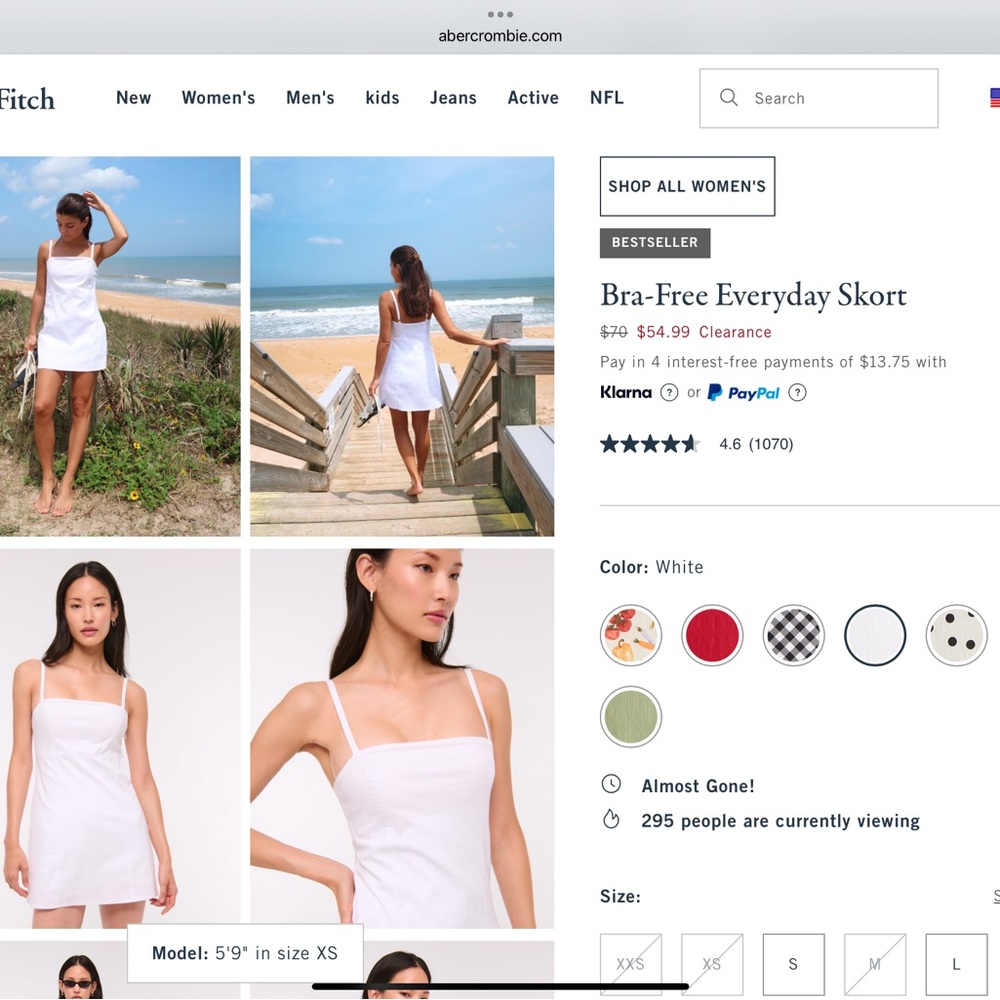 Abercrombie & Fitch White Bra Free Everyday Skort